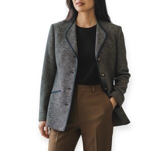 Vintage Simon Chang Dark Brown Blazer with Black Trim